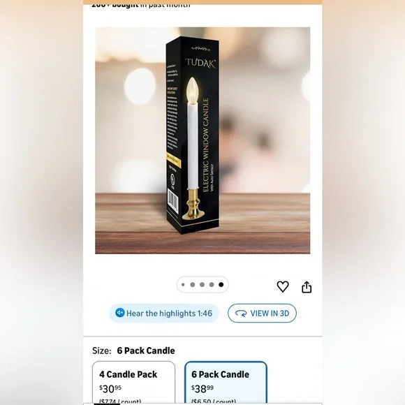 Electric Window Candle - White and Gold - Picture 3 of 3